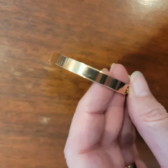 Gold .25" Width Open Cuff Bangle Bracelet with Lobster Claw Clasp - Picture 7 of 10